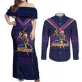 NRL Storm Christmas Custom Couples Matching Off Shoulder Maxi Dress and Long Sleeve Button Shirt Minimalism Style