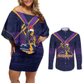 NRL Storm Christmas Custom Couples Matching Off Shoulder Short Dress and Long Sleeve Button Shirt Minimalism Style