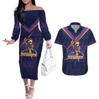 NRL Storm Christmas Custom Couples Matching Off The Shoulder Long Sleeve Dress and Hawaiian Shirt Minimalism Style