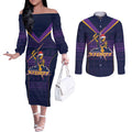 NRL Storm Christmas Custom Couples Matching Off The Shoulder Long Sleeve Dress and Long Sleeve Button Shirt Minimalism Style