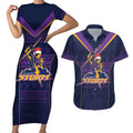 NRL Storm Christmas Custom Couples Matching Short Sleeve Bodycon Dress and Hawaiian Shirt Minimalism Style
