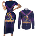 NRL Storm Christmas Custom Couples Matching Short Sleeve Bodycon Dress and Long Sleeve Button Shirt Minimalism Style