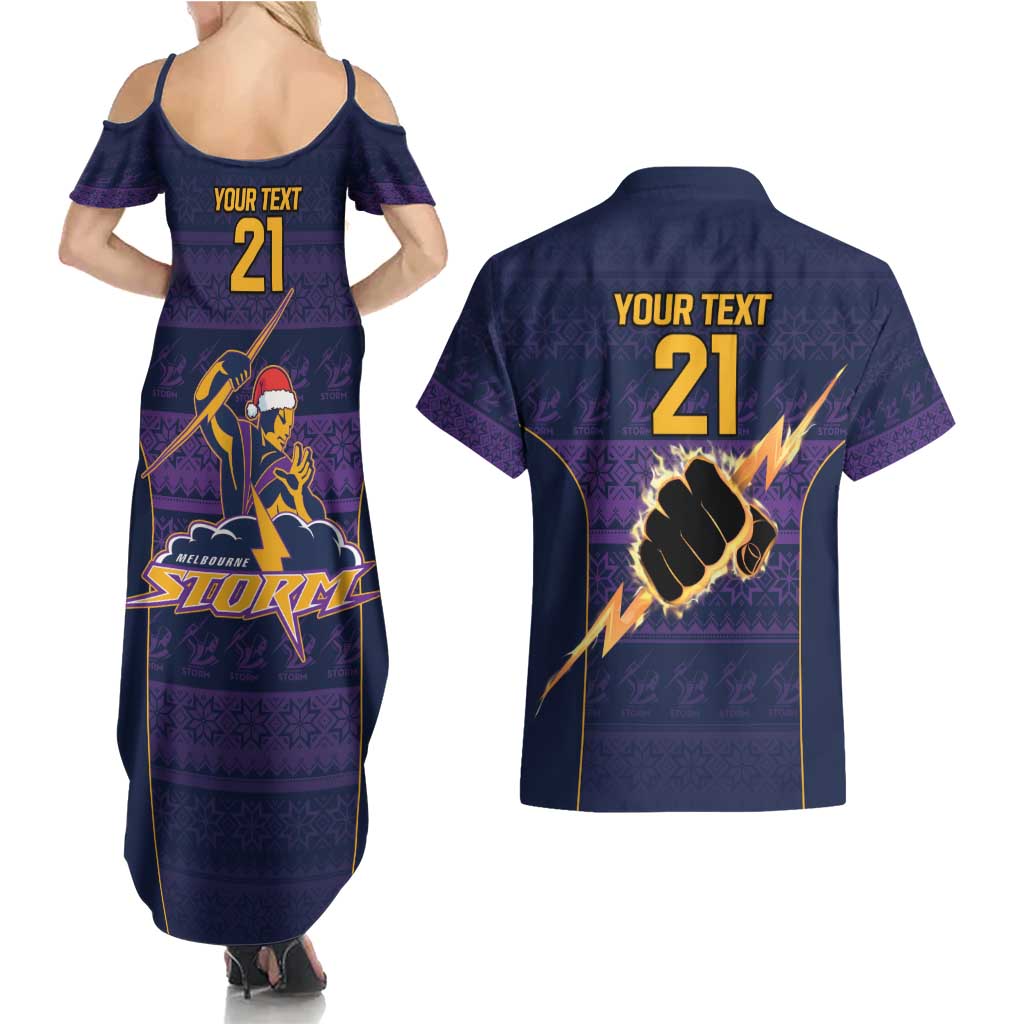 NRL Storm Christmas Custom Couples Matching Summer Maxi Dress and Hawaiian Shirt Minimalism Style