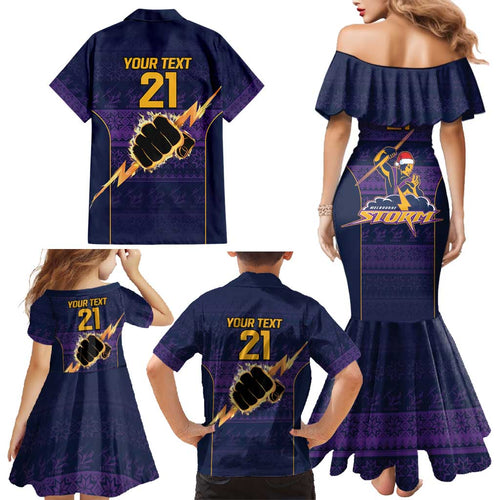 NRL Storm Christmas Custom Family Matching Mermaid Dress and Hawaiian Shirt Minimalism Style