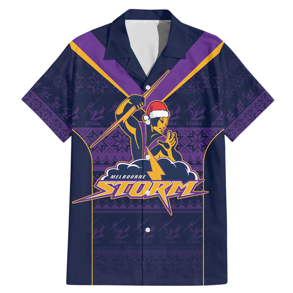 NRL Storm Christmas Custom Family Matching Mermaid Dress and Hawaiian Shirt Minimalism Style