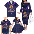 NRL Storm Christmas Custom Family Matching Off The Shoulder Long Sleeve Dress and Hawaiian Shirt Minimalism Style