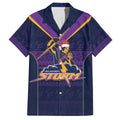 NRL Storm Christmas Custom Family Matching Off The Shoulder Long Sleeve Dress and Hawaiian Shirt Minimalism Style