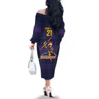 NRL Storm Christmas Custom Family Matching Off The Shoulder Long Sleeve Dress and Hawaiian Shirt Minimalism Style