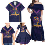 NRL Storm Christmas Custom Family Matching Off Shoulder Maxi Dress and Hawaiian Shirt Minimalism Style
