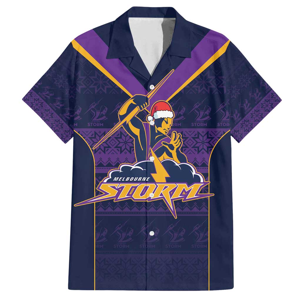 NRL Storm Christmas Custom Family Matching Off Shoulder Maxi Dress and Hawaiian Shirt Minimalism Style