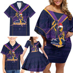 NRL Storm Christmas Custom Family Matching Off Shoulder Short Dress and Hawaiian Shirt Minimalism Style