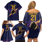 NRL Storm Christmas Custom Family Matching Off Shoulder Short Dress and Hawaiian Shirt Minimalism Style