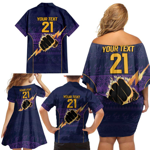 NRL Storm Christmas Custom Family Matching Off Shoulder Short Dress and Hawaiian Shirt Minimalism Style