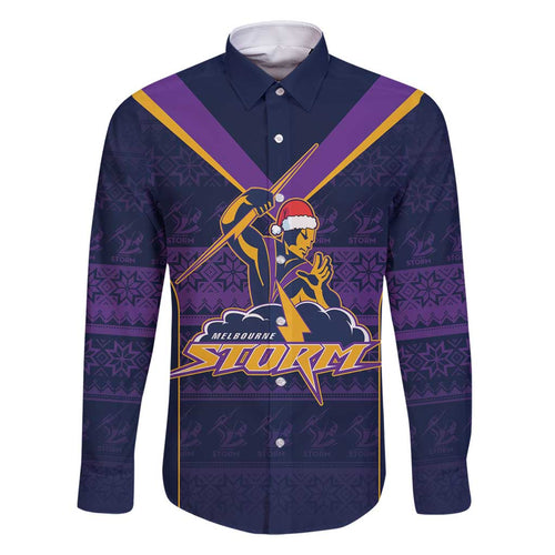 NRL Storm Christmas Custom Family Matching Off Shoulder Short Dress and Hawaiian Shirt Minimalism Style