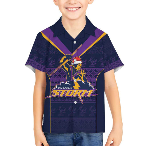 NRL Storm Christmas Custom Family Matching Off Shoulder Short Dress and Hawaiian Shirt Minimalism Style