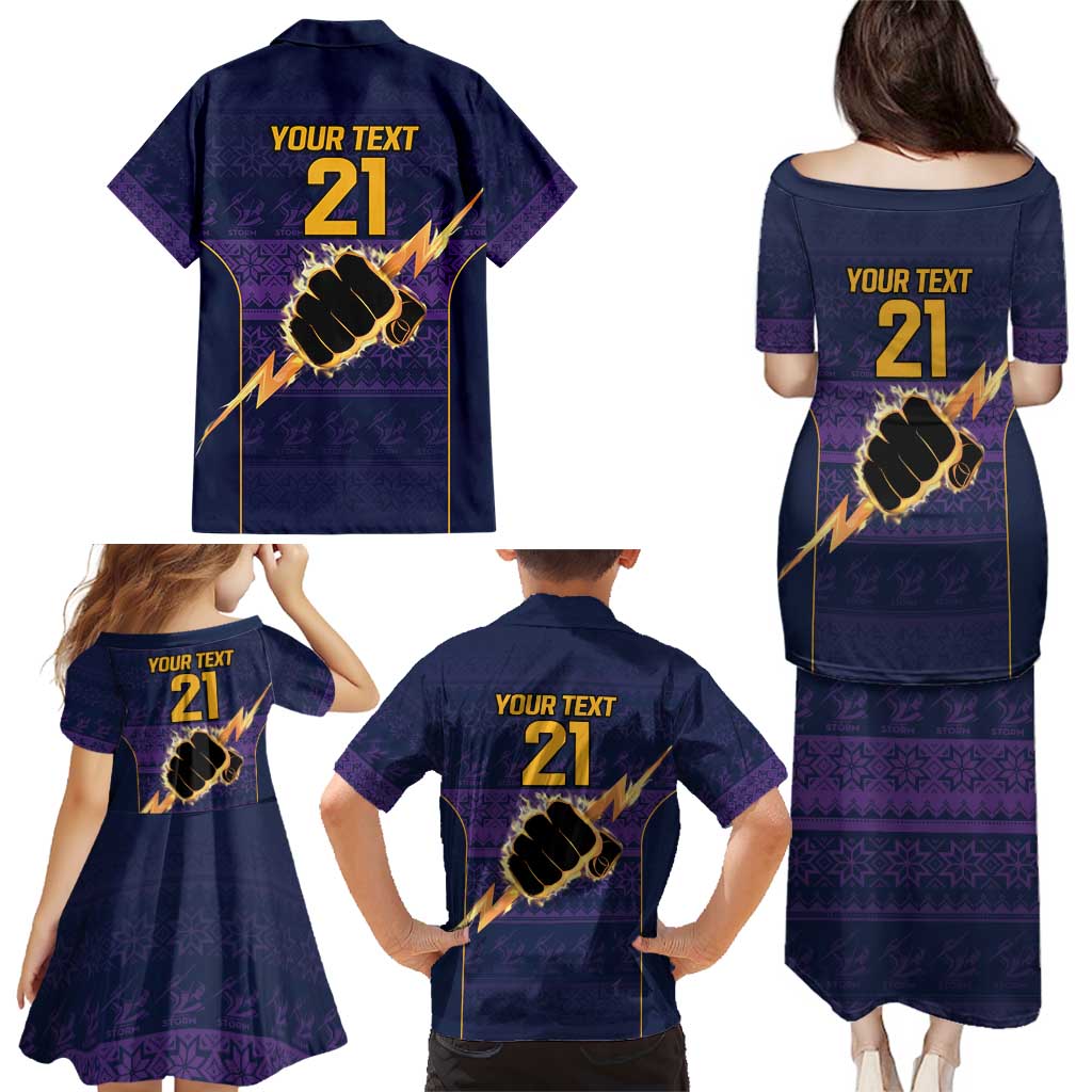 NRL Storm Christmas Custom Family Matching Puletasi and Hawaiian Shirt Minimalism Style