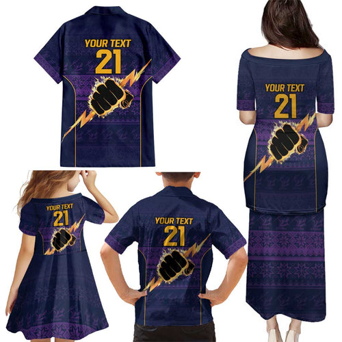 NRL Storm Christmas Custom Family Matching Puletasi and Hawaiian Shirt Minimalism Style