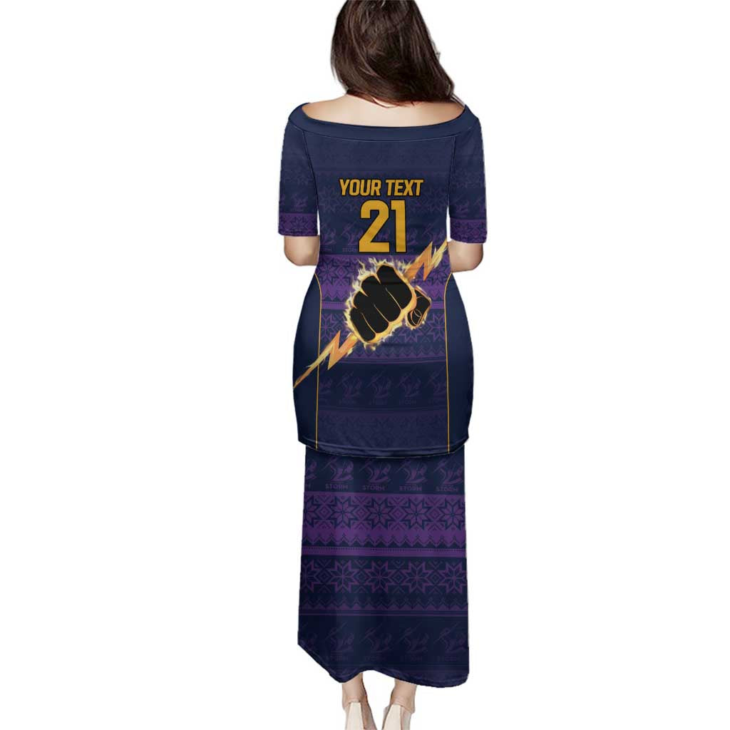 NRL Storm Christmas Custom Family Matching Puletasi and Hawaiian Shirt Minimalism Style