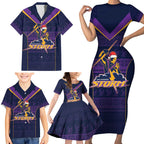 NRL Storm Christmas Custom Family Matching Short Sleeve Bodycon Dress and Hawaiian Shirt Minimalism Style