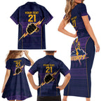 NRL Storm Christmas Custom Family Matching Short Sleeve Bodycon Dress and Hawaiian Shirt Minimalism Style