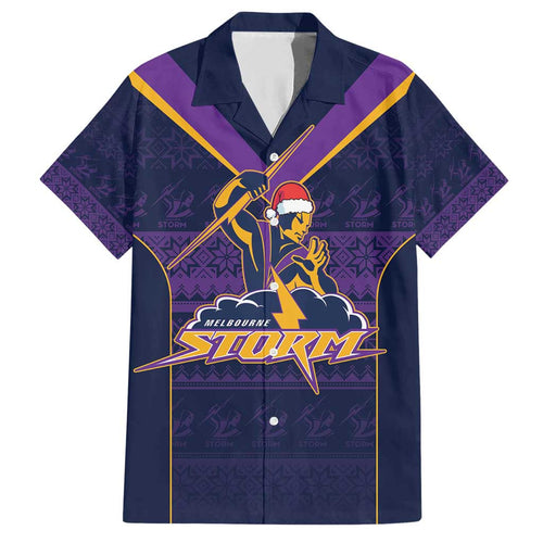 NRL Storm Christmas Custom Family Matching Short Sleeve Bodycon Dress and Hawaiian Shirt Minimalism Style