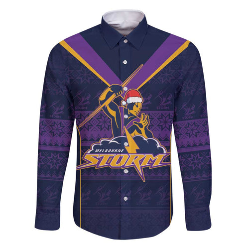 NRL Storm Christmas Custom Family Matching Short Sleeve Bodycon Dress and Hawaiian Shirt Minimalism Style