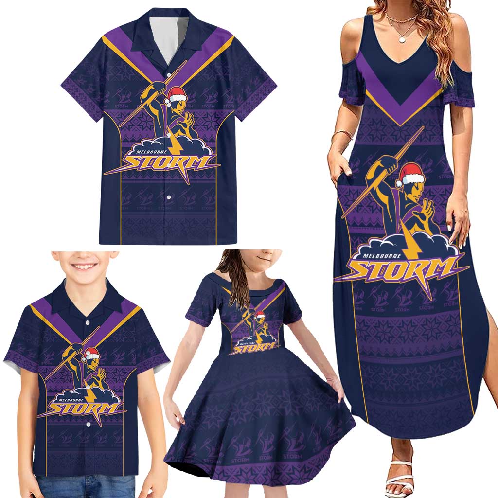 NRL Storm Christmas Custom Family Matching Summer Maxi Dress and Hawaiian Shirt Minimalism Style