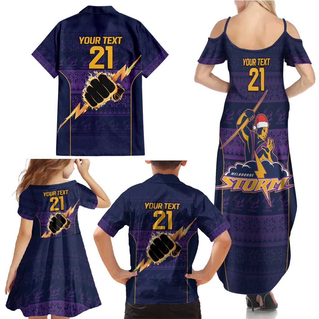 NRL Storm Christmas Custom Family Matching Summer Maxi Dress and Hawaiian Shirt Minimalism Style