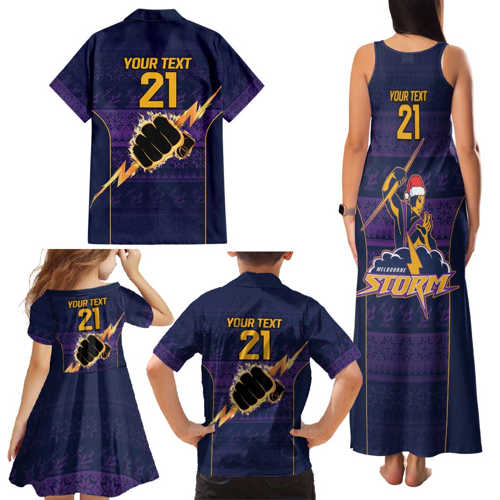 NRL Storm Christmas Custom Family Matching Tank Maxi Dress and Hawaiian Shirt Minimalism Style