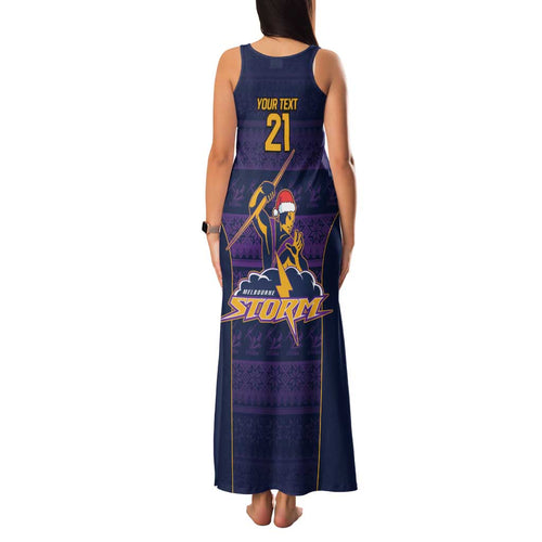 NRL Storm Christmas Custom Family Matching Tank Maxi Dress and Hawaiian Shirt Minimalism Style