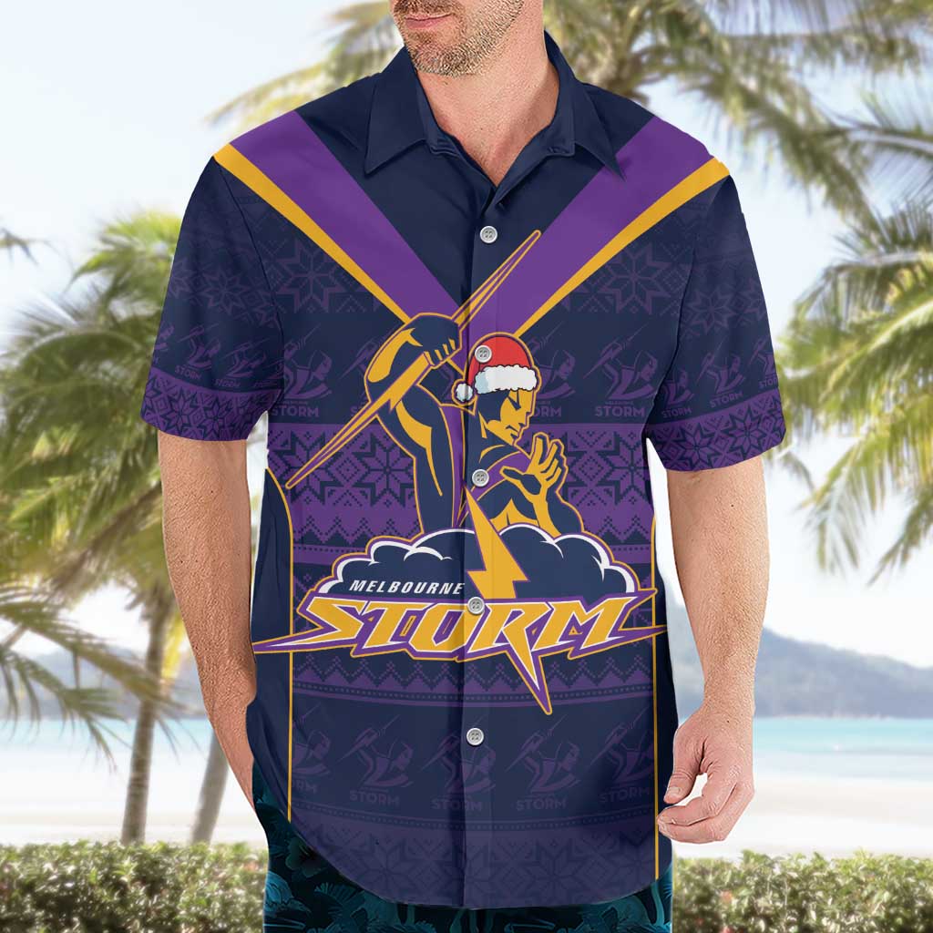 NRL Storm Christmas Custom Hawaiian Shirt Minimalism Style