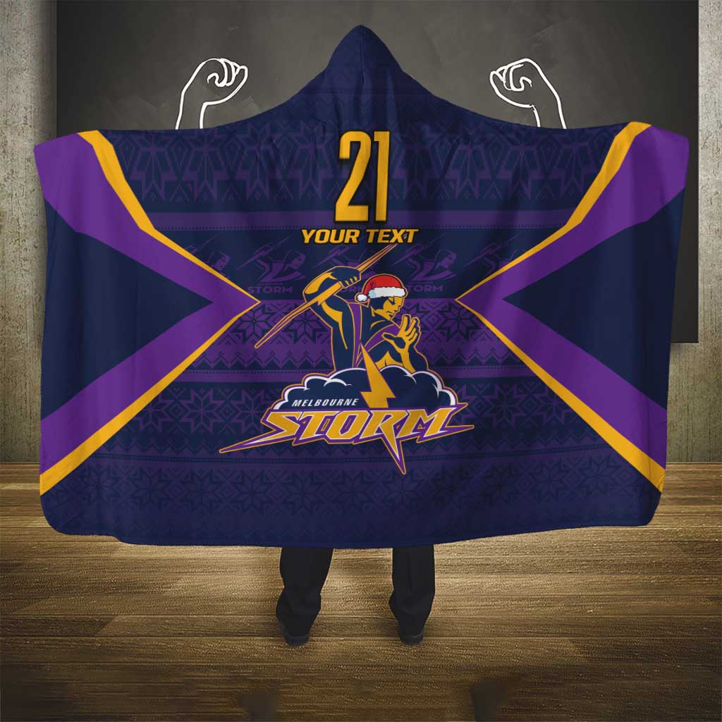 NRL Storm Christmas Custom Hooded Blanket Minimalism Style