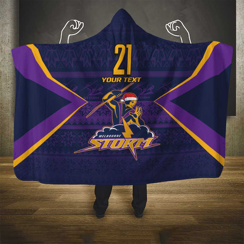 NRL Storm Christmas Custom Hooded Blanket Minimalism Style