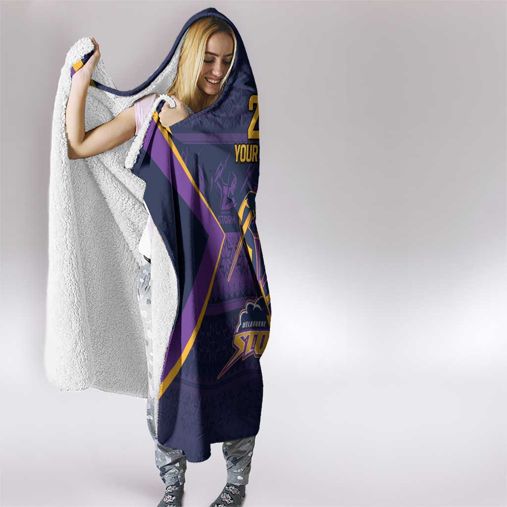 NRL Storm Christmas Custom Hooded Blanket Minimalism Style