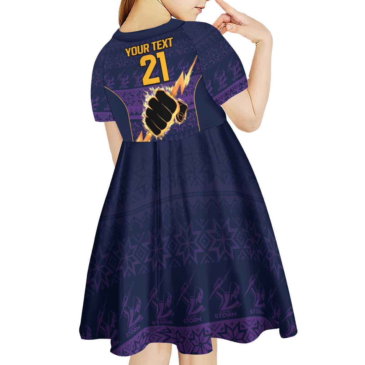 NRL Storm Christmas Custom Kid Short Sleeve Dress Minimalism Style