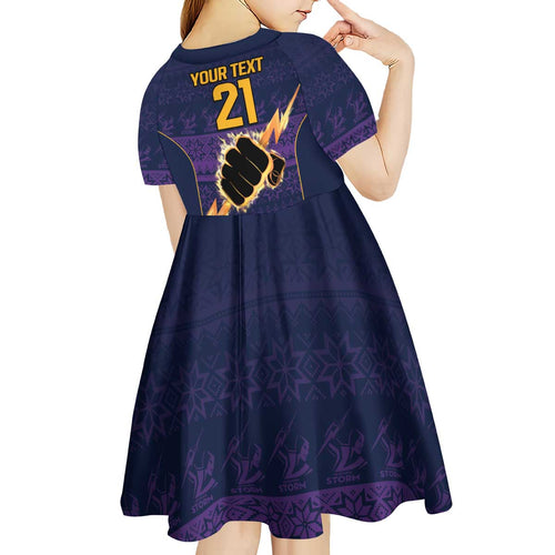 NRL Storm Christmas Custom Kid Short Sleeve Dress Minimalism Style