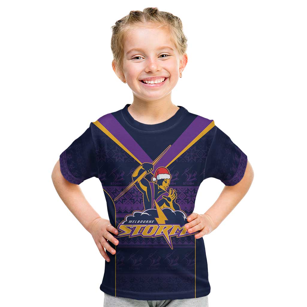 NRL Storm Christmas Custom Kid T Shirt Minimalism Style