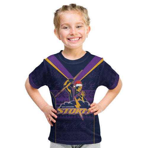 NRL Storm Christmas Custom Kid T Shirt Minimalism Style