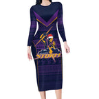 NRL Storm Christmas Custom Long Sleeve Bodycon Dress Minimalism Style