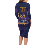 NRL Storm Christmas Custom Long Sleeve Bodycon Dress Minimalism Style