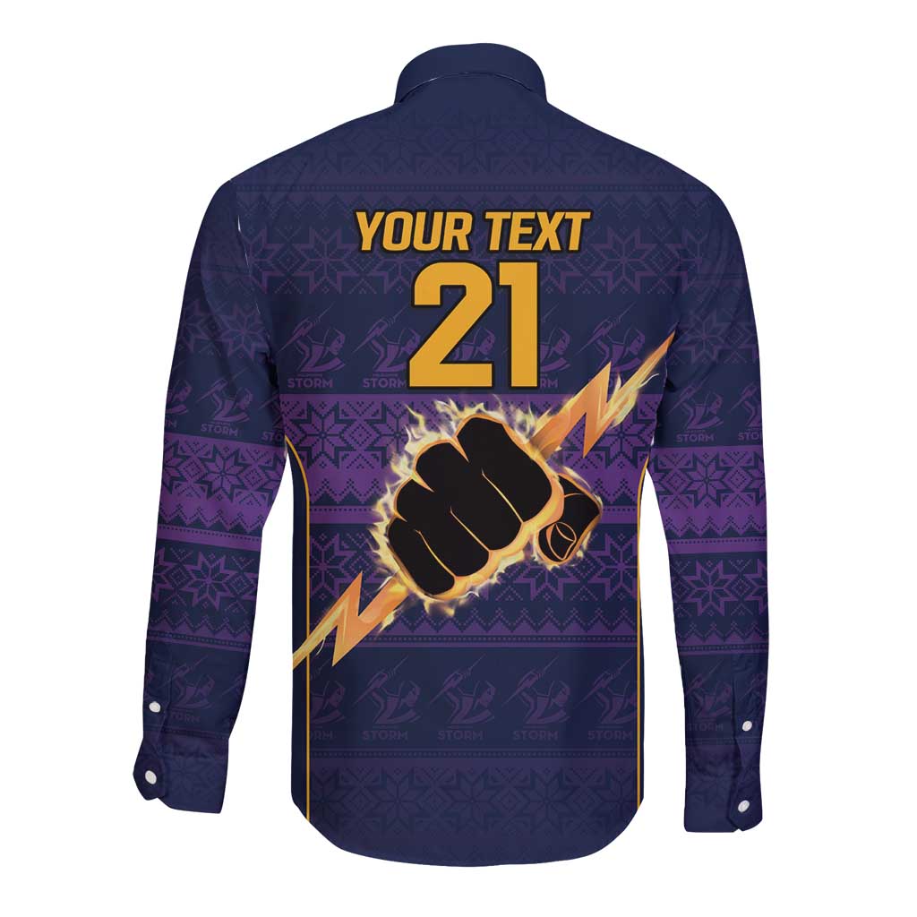 NRL Storm Christmas Custom Long Sleeve Button Shirt Minimalism Style