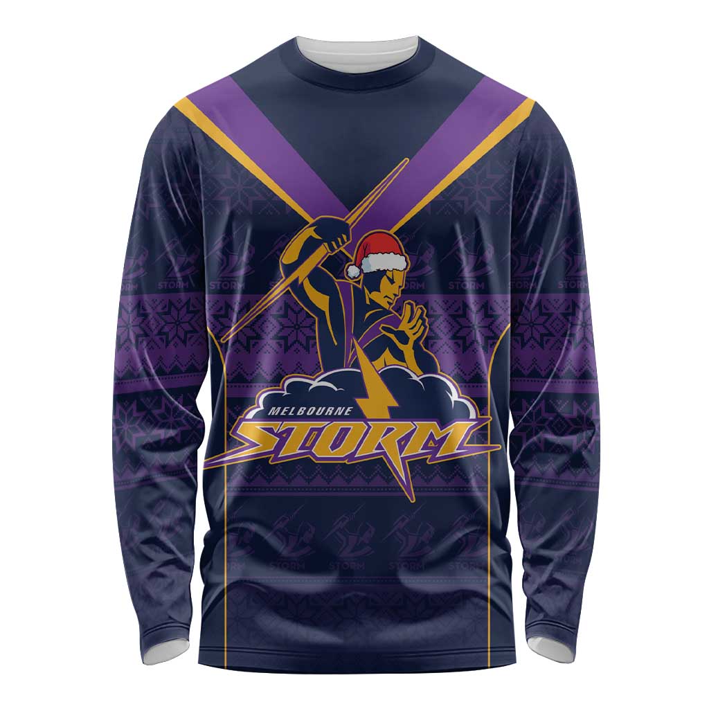 NRL Storm Christmas Custom Long Sleeve Shirt Minimalism Style