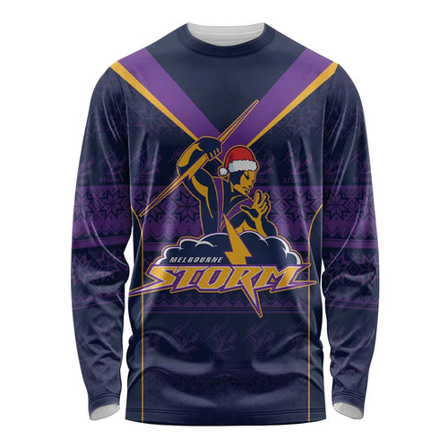 NRL Storm Christmas Custom Long Sleeve Shirt Minimalism Style