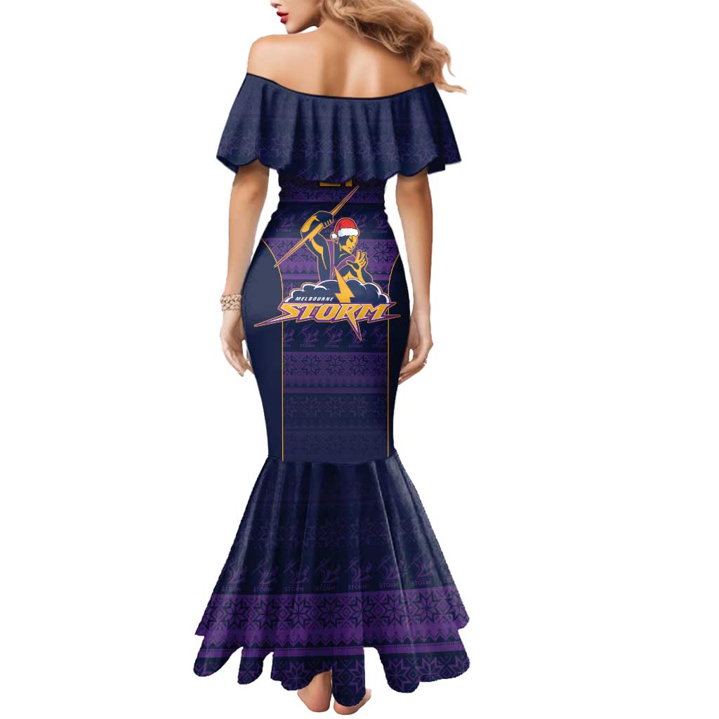 NRL Storm Christmas Custom Mermaid Dress Minimalism Style