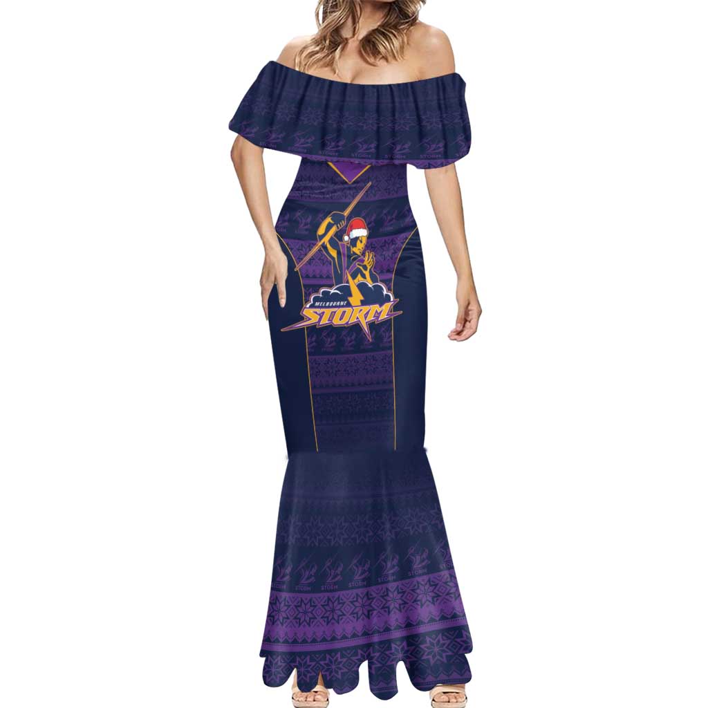NRL Storm Christmas Custom Mermaid Dress Minimalism Style