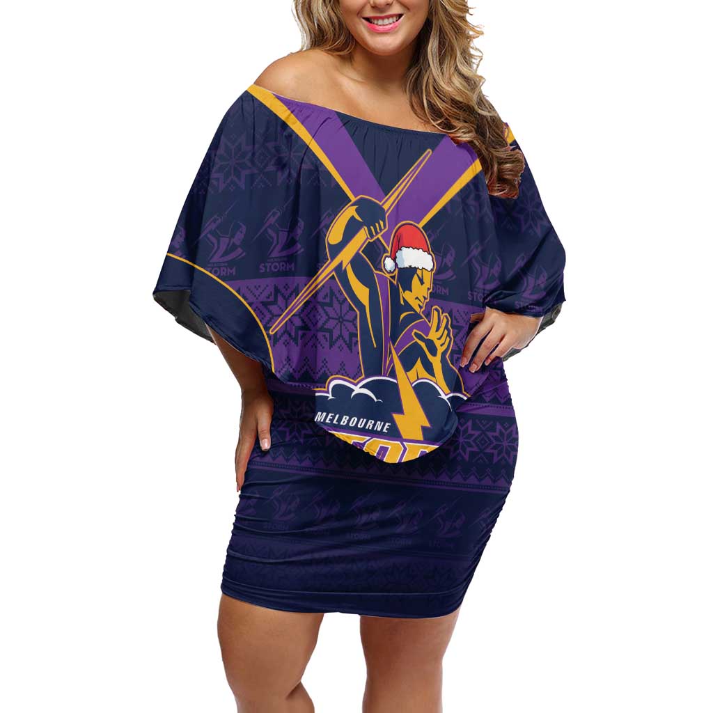 NRL Storm Christmas Custom Off Shoulder Short Dress Minimalism Style