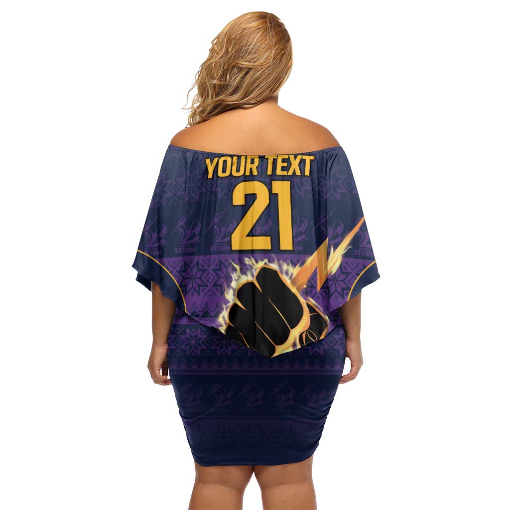 NRL Storm Christmas Custom Off Shoulder Short Dress Minimalism Style