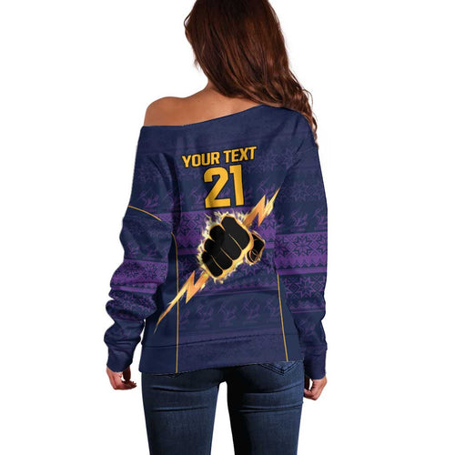 NRL Storm Christmas Custom Off Shoulder Sweater Minimalism Style