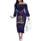 NRL Storm Christmas Custom Off The Shoulder Long Sleeve Dress Minimalism Style