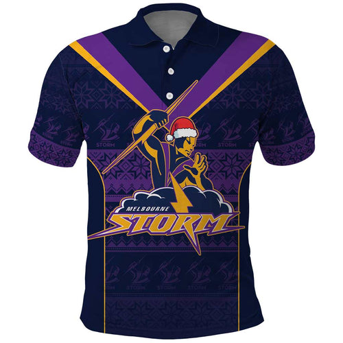 NRL Storm Christmas Custom Polo Shirt Minimalism Style